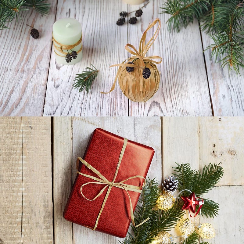 Anvin 2 Rolls Natural Raffia Paper Ribbon Matte Twine Raffia Ribbon Paper Decorative String for Festival Gift Wrapping, Crafts and DIY 1/4" Wide by 330 Feet Each Roll (Natural Color) - Image 5